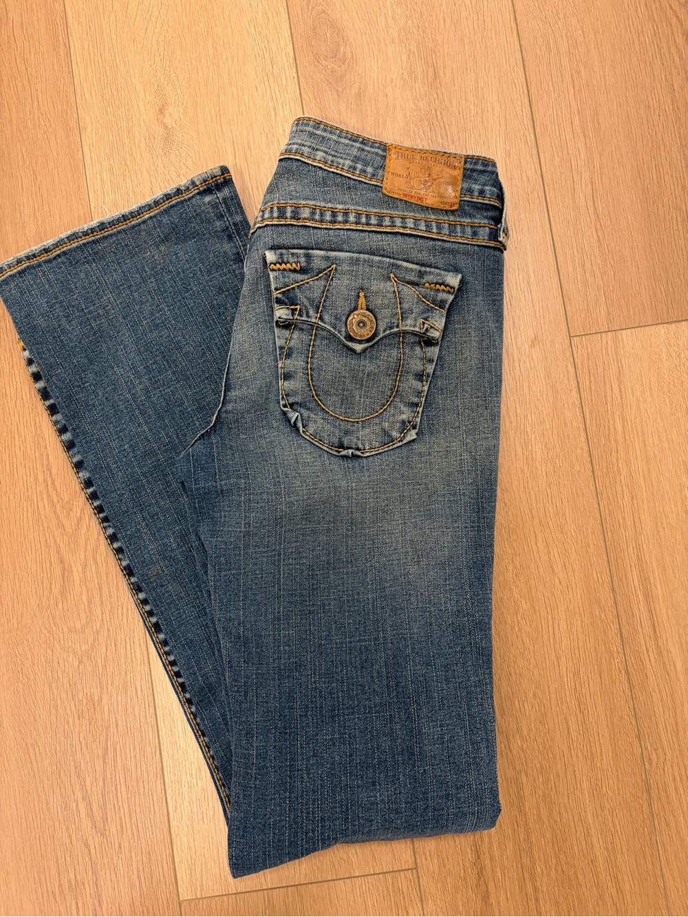 True Religion Women's Medium Blue Flared Jeans - Picture 5 of 5